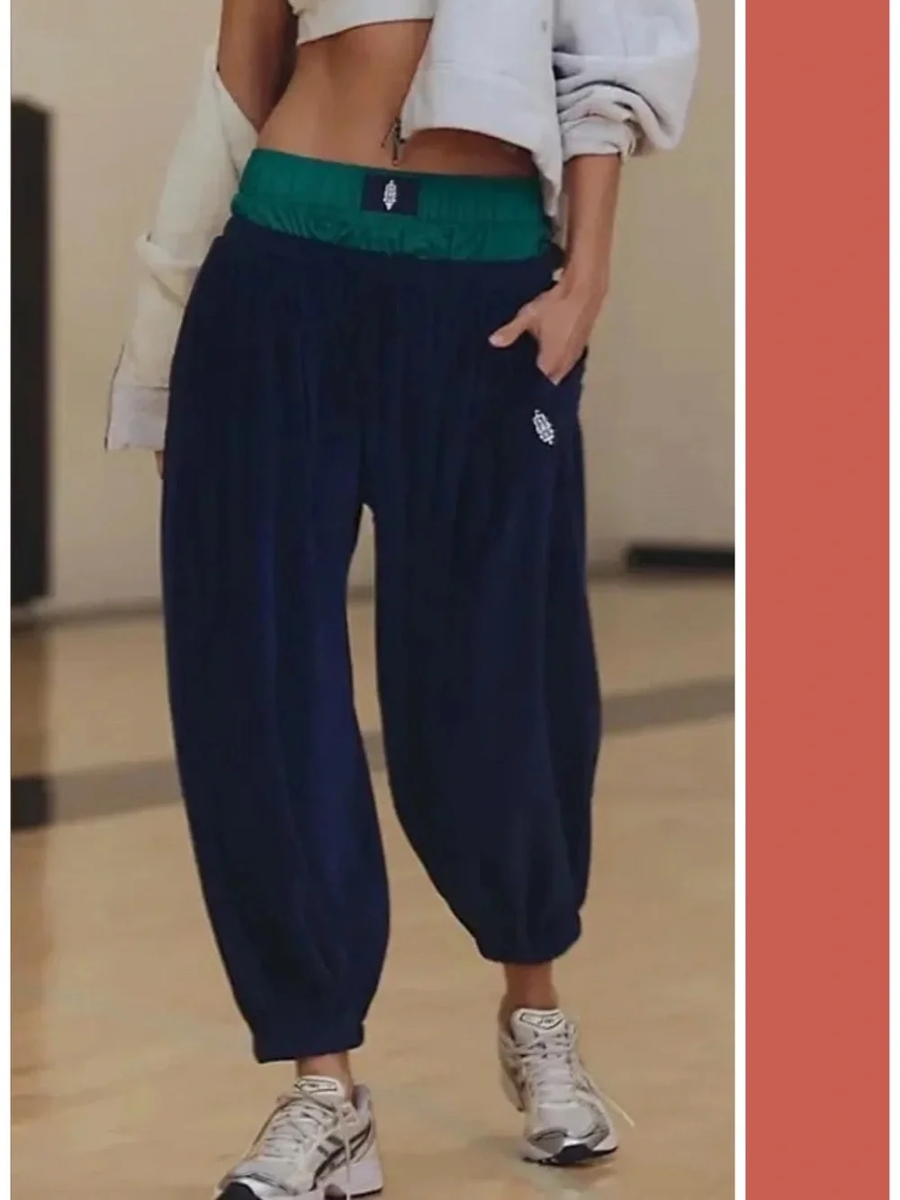 NWT Free People Movement Momentum Velour Jogger Pants in Blue XS Athleisure